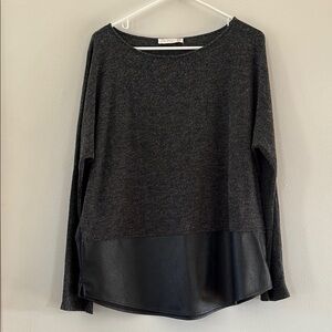 Gray Boxy Asymmetrical Tunic Blouse